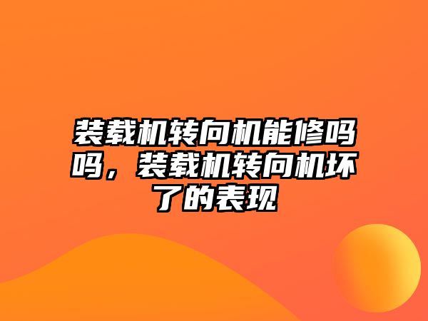 裝載機轉向機能修嗎嗎，裝載機轉向機壞了的表現(xiàn)