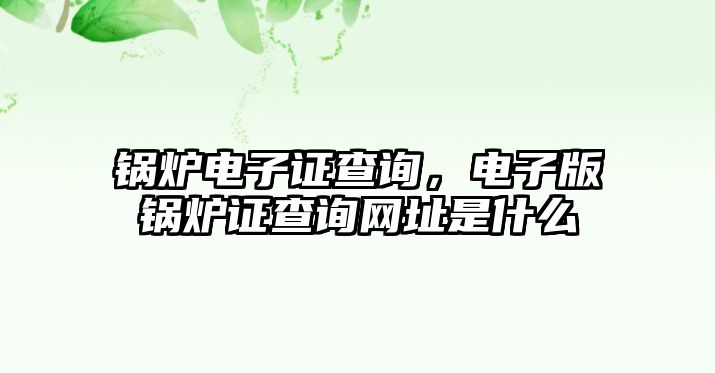 鍋爐電子證查詢，電子版鍋爐證查詢網(wǎng)址是什么