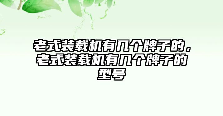 老式裝載機(jī)有幾個(gè)牌子的，老式裝載機(jī)有幾個(gè)牌子的型號